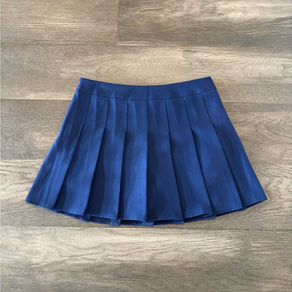 Navy Blue Pleated Skirt